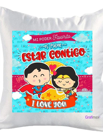 Cojín Blanco Felpa Mi Poder Favorito 40x40 Grafimax 1