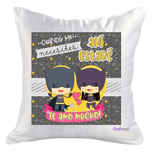 Cojín Blanco Felpa Batman Cuando Me Necesites 40x40 Grafimax