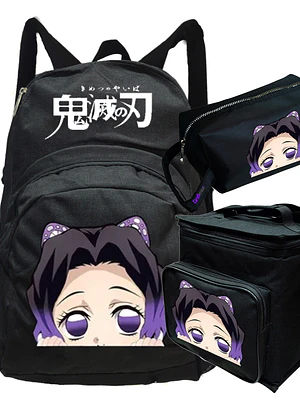 Mochila Kimetsu Shinobu Kocho Pack Lonchera Estuche Grafimax