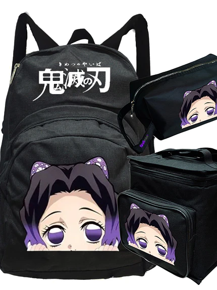 Mochila Kimetsu Shinobu Kocho Pack Lonchera Estuche Grafimax 1