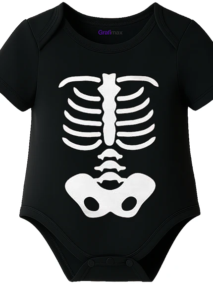 Body Bebé Pilucho Manga Corta Huesitos Halloween Grafimax 2