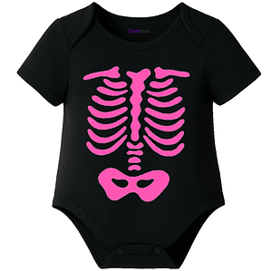 Body Bebé Pilucho Manga Corta Huesitos Halloween Grafimax
