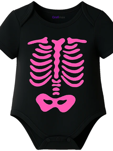 Body Bebé Pilucho Manga Corta Huesitos Halloween Grafimax 1