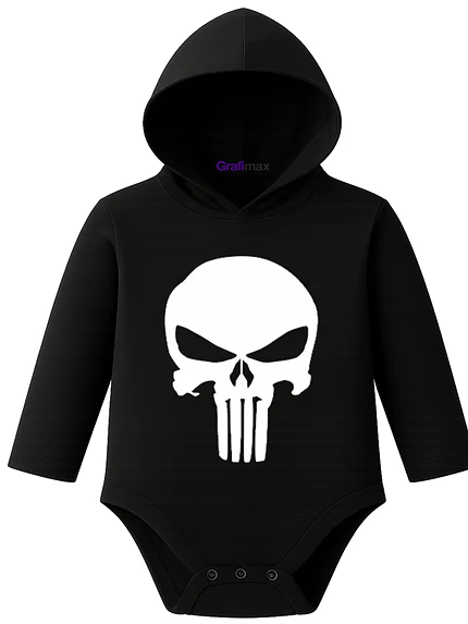 Body Pilucho Con Gorro Algodón Superheroe Punisher Grafimax 1