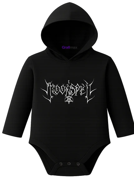 Body Pilucho Con Gorro 100% Algodón Moonspell Metal Grafimax 1