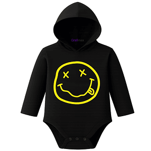 Body Pilucho Con Gorro 100% Algodón Rock Nirvana Grafimax