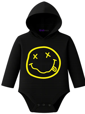 Body Pilucho Con Gorro 100% Algodón Rock Nirvana Grafimax