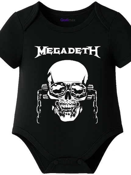 Body Bebé Pilucho Manga Corta Megadeth Skull Metal Música Grafimax 1