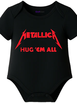 Body Bebé Manga Corta Metallica Hug Em All Rock Grafimax