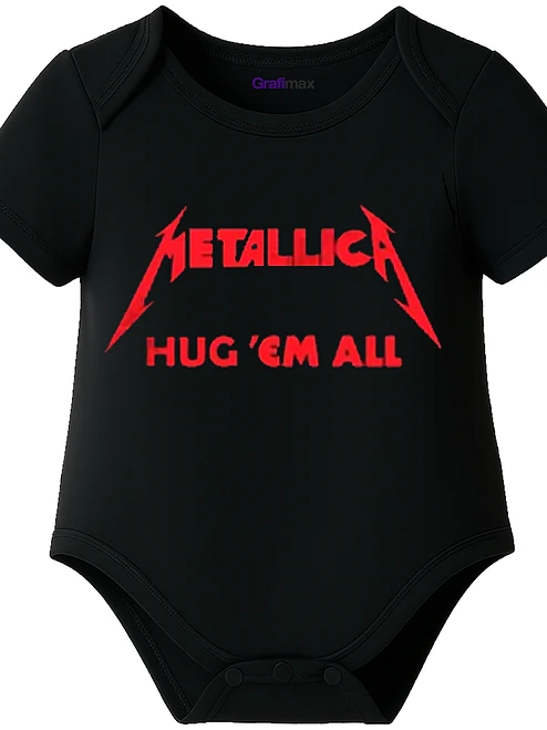 Body Bebé Manga Corta Metallica Hug Em All Rock Grafimax 1