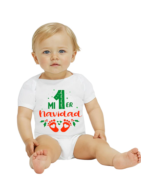 Body Bebé Pilucho Mi 1Era Navidad Piecitos Grafimax 5