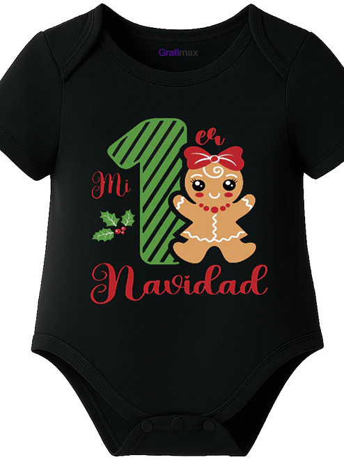 Body Bebé Pilucho Mi 1Er Navidad Mujercita Jengibre Grafimax 1