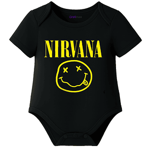 Body Bebé Pilucho Manga Corta Nirvana Rock Negro Grafimax