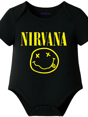 Body Bebé Pilucho Manga Corta Nirvana Rock Negro Grafimax