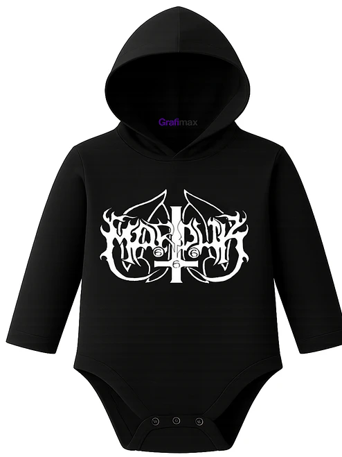 Body Pilucho Con Gorro 100% Algodón Metal Marduk Grafimax 1