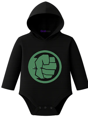 Body Pilucho Con Gorro 100% Algodón Superheroe Hulk Grafimax