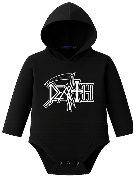 Body Pilucho Con Gorro Metal 100% Algodón Death Grafimax 1