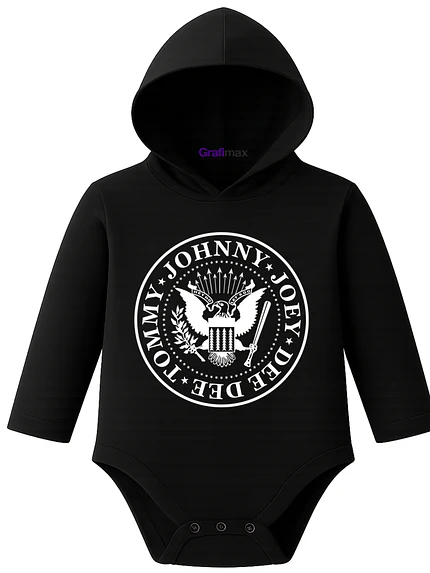 Body Pilucho Con Gorro 100% Algodón Rock Ramones Grafimax 1