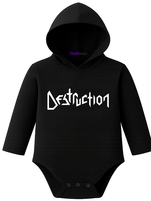 Body Pilucho Con Gorro AlgodÃ³n Metal Destruction Grafimax 1