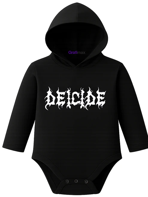 Body Pilucho Con Gorro 100% AlgodÃ³n Deicide Metal Grafimax 1
