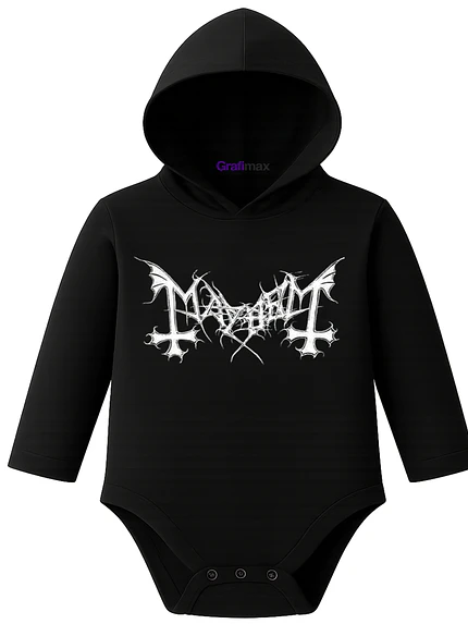 Body Pilucho Con Gorro 100% Algodón Mayhem Metal Grafimax 1