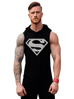 Polera Musculosa Capucha Superman Silver Gym Grafimax