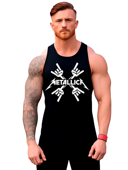 Polera Musculosa Sin Manga Metallica Gym Grafimax 1