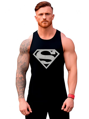 Polera Musculosa Sudadera Sin Mangas Superman Gris Grafimax
