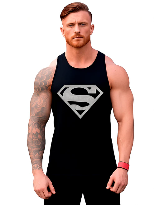 Polera Musculosa Sudadera Sin Mangas Superman Gris Grafimax 1
