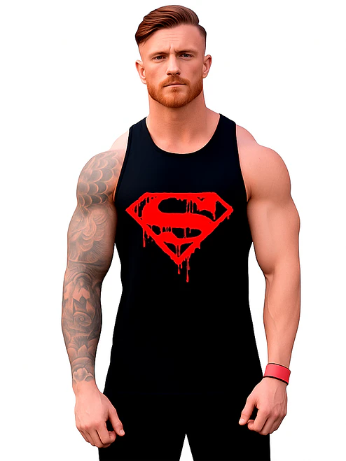 Polera Sin Manga Musculosa Algodón Superman Blood Grafimax 1