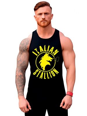 Polera Musculosa Sudadera Sin Mangas Italian Stallion Logo