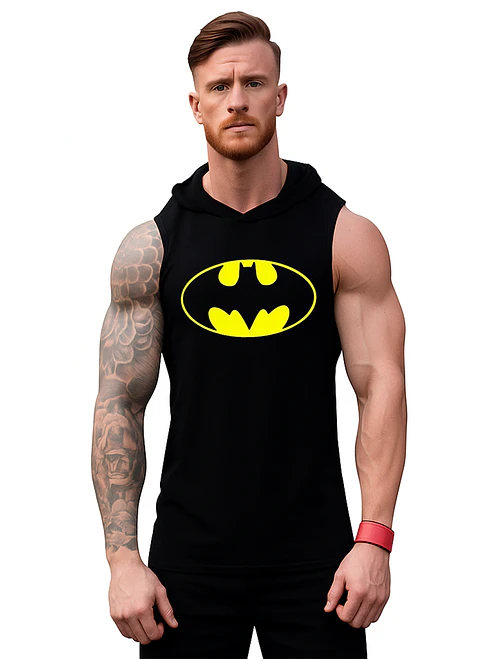 Polera Musculosa Capucha Batman Sudadera Gym Grafimax 1