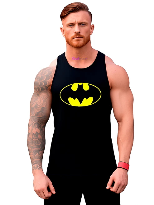 Polera Batman Logo Musculosa Sudadera Gym Fitness Grafimax 1