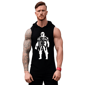 Polera Musculosa Capucha Mandalorian Sudadera Gym Grafimax