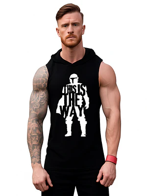 Polera Musculosa Capucha Mandalorian Sudadera Gym Grafimax