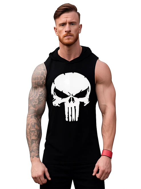Polera Capucha Musculosa Punisher Pelicula Gym Grafimax 1