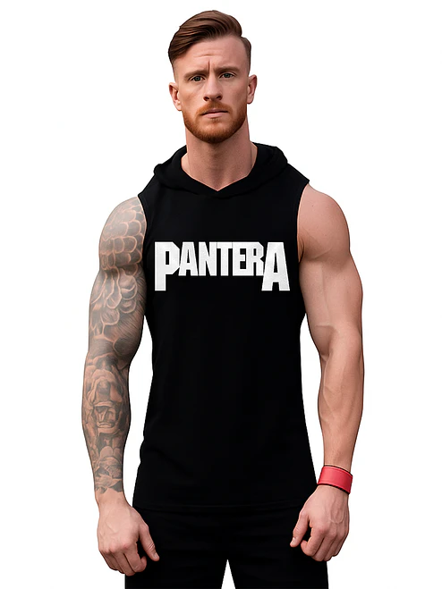 Polera Capucha Musculosa Gym Pantera Banda Metal Grafimax 1