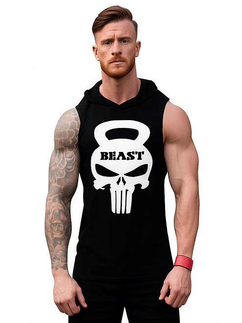 Polera Musculosa Capucha Pesa Punisher Marvel Gym Grafimax 1