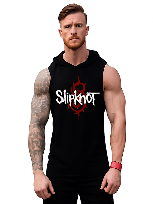 Polera Capucha Musculosa Gym Slipknot Música Grafimax 1