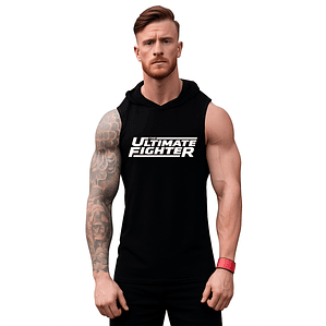 Polera Musculosa Capucha Ufc Ultimate Fighting Logo Blanco