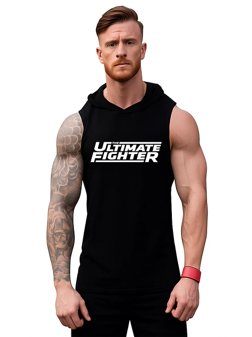 Polera Musculosa Capucha Ufc Ultimate Fighting Logo Blanco 1