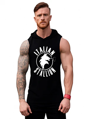 Polera Capucha Musculosa Rocky Balboa Logo Hombre Grafimax