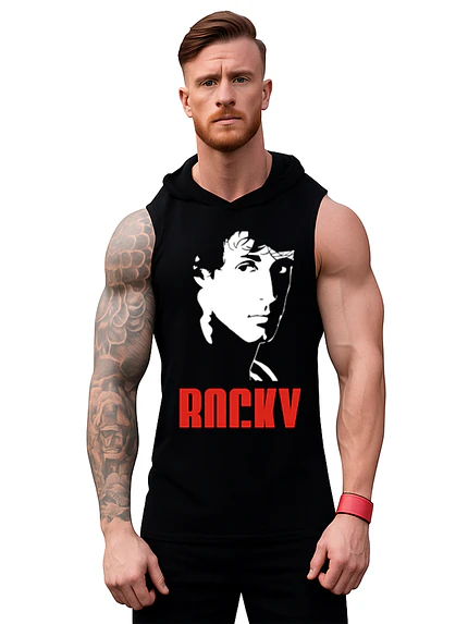Polera Capucha Musculosa Gym Rocky Balboa Pelí­Cula Grafimax 1