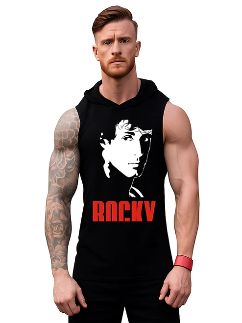 Polera Capucha Musculosa Gym Rocky Balboa Pelí­Cula Grafimax 1