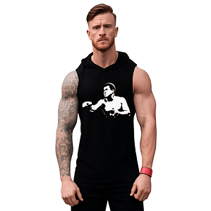 Polera Capucha Musculosa Gym Ali Boxeo Algodón Grafimax