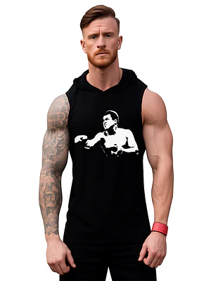 Polera Capucha Musculosa Gym Ali Boxeo Algodón Grafimax