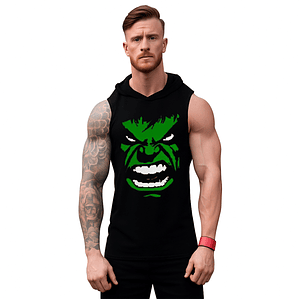 Polera Musculosa Capucha Hulk Avenger Sudadera Gym Grafimax