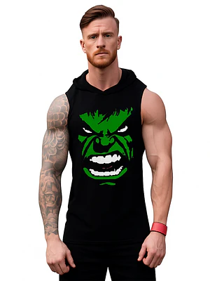 Polera Musculosa Capucha Hulk Avenger Sudadera Gym Grafimax