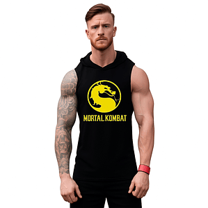 Polera Musculosa Capucha Mortal Kombat Sudadera Gym Grafimax