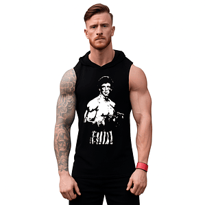 Polera Capucha Musculosa Gym Rocky Boxeo Algodón Grafimax